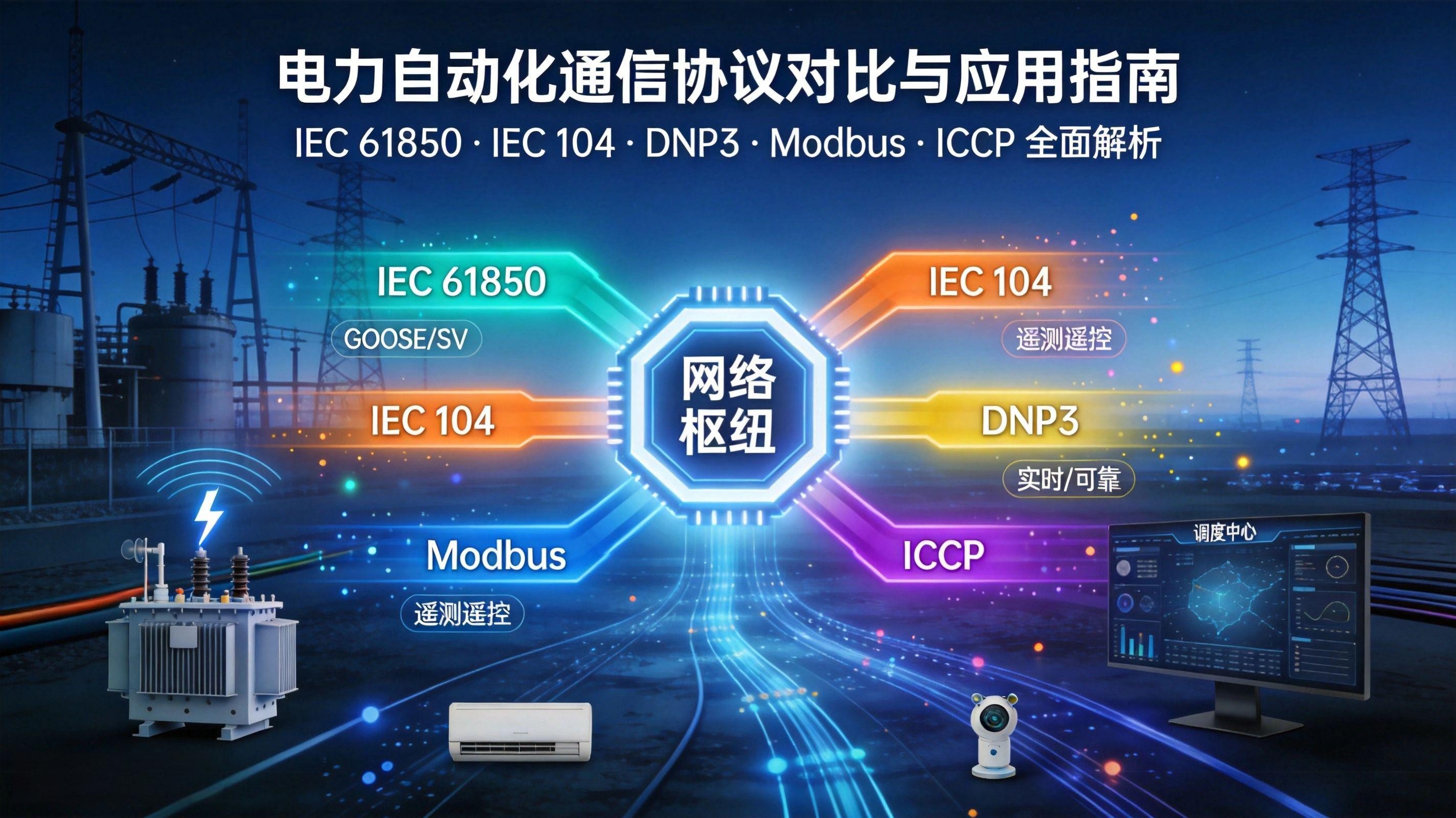 电力自动化通信协议最全对比：IEC 61850、104、DNP3、Modbus、ICCP优缺点与应用场景详解